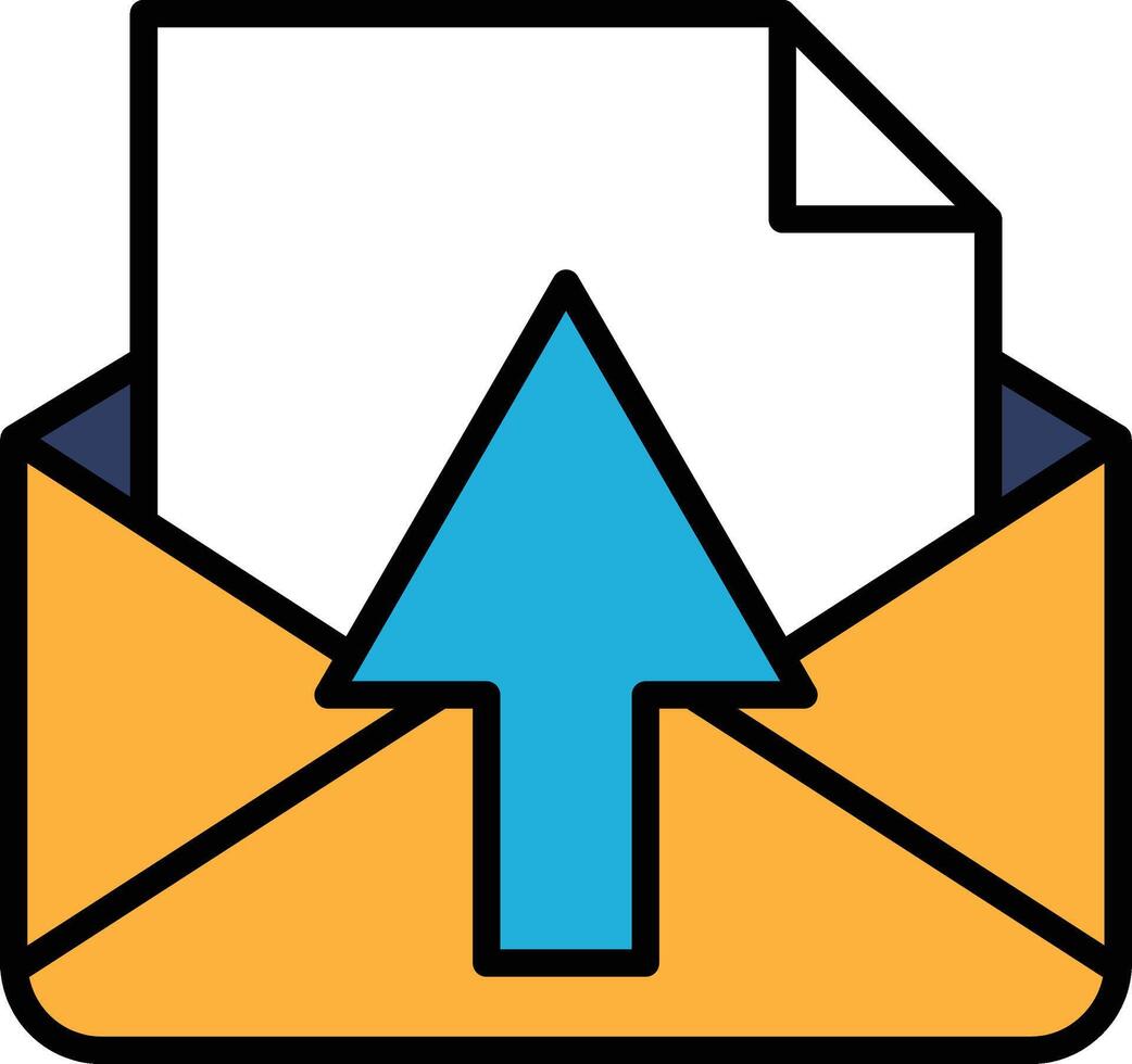 A arrow pointing up is on top of an envelope vector