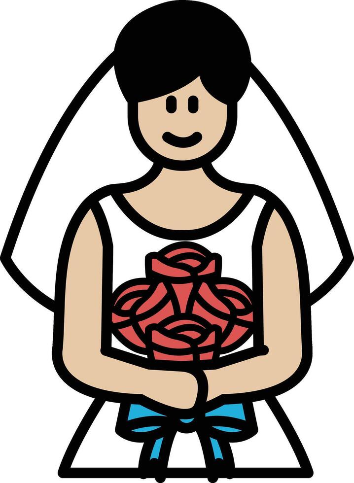 A woman is holding a bouquet of roses vector