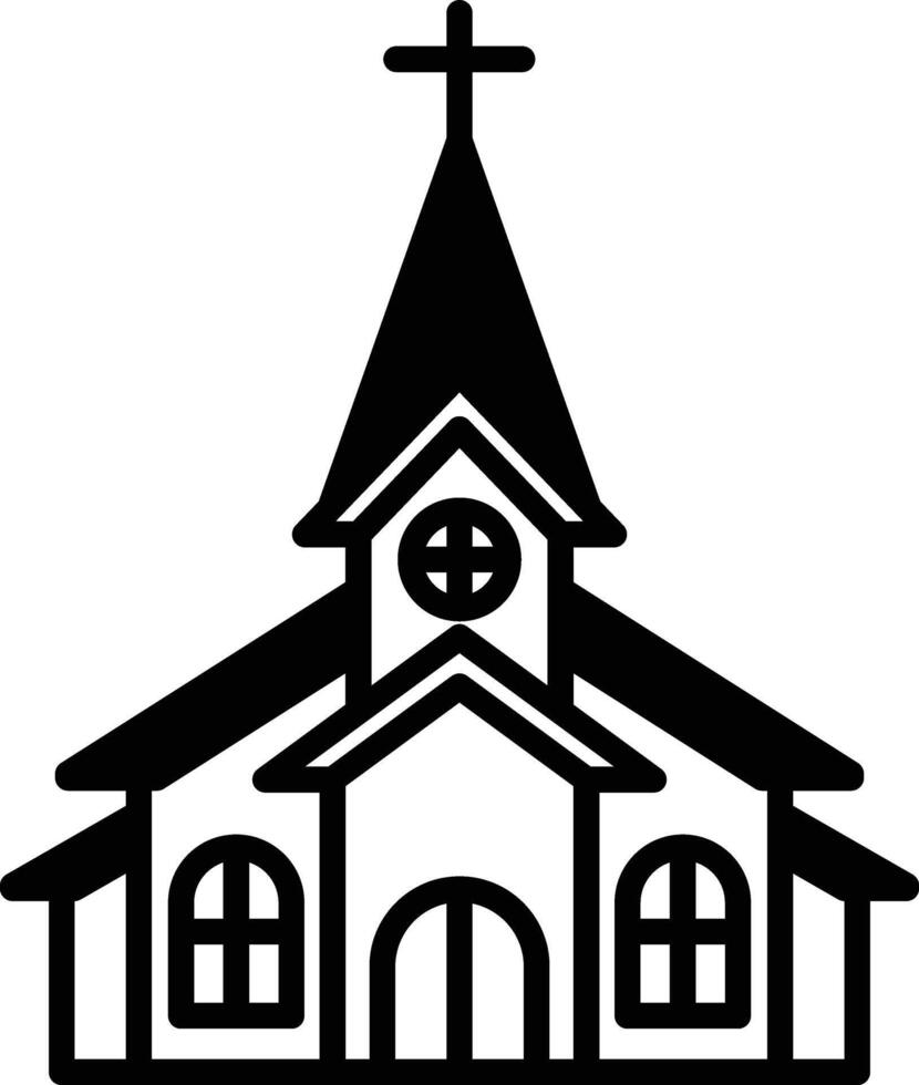 A church with a steeple and a cross on top vector