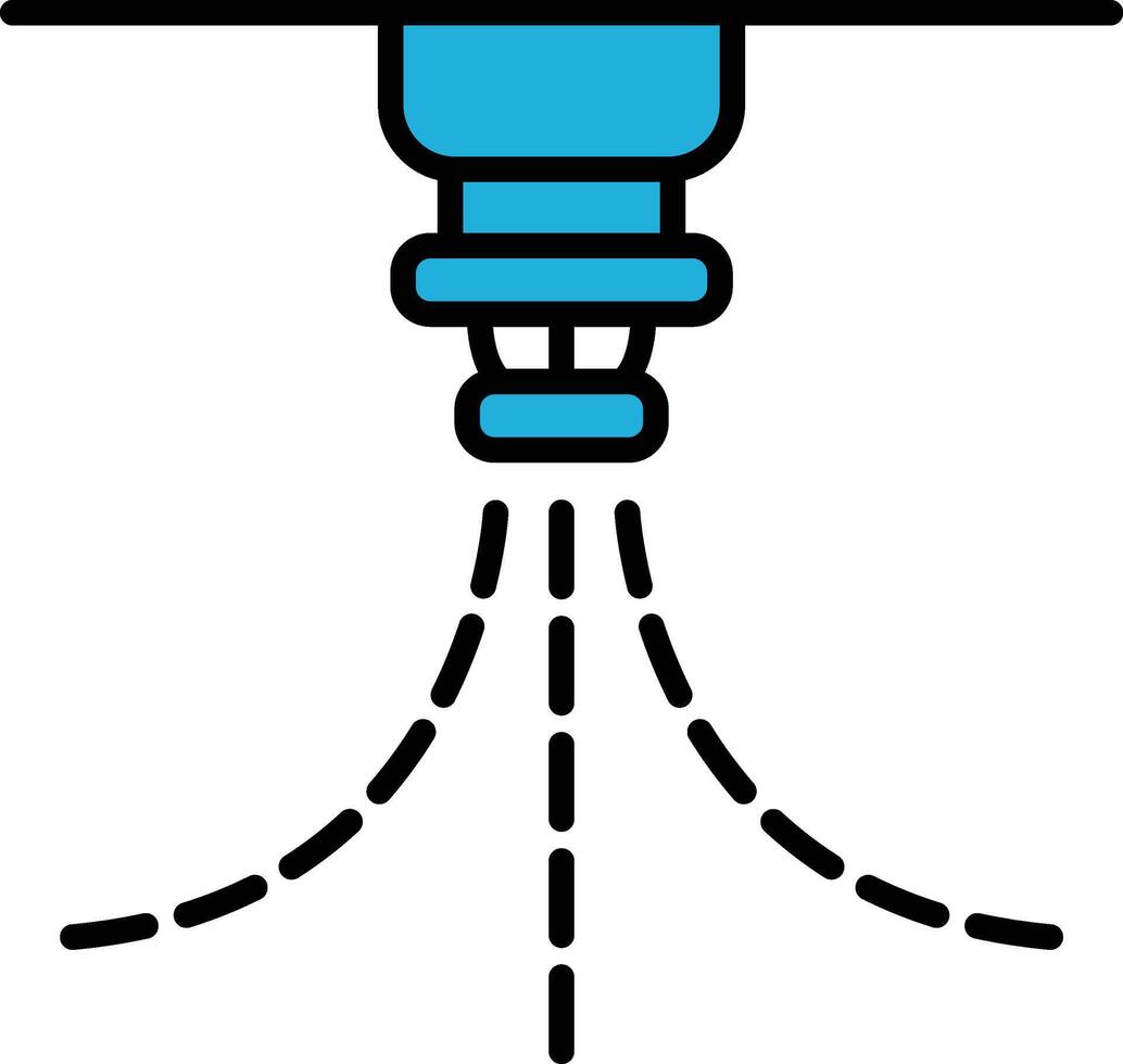 A blue fire hydrant with a spray nozzle vector