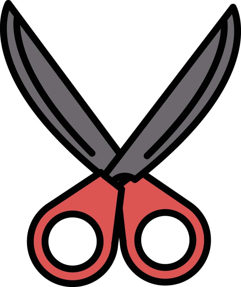 A pair of scissors with a red handle and a black blade vector