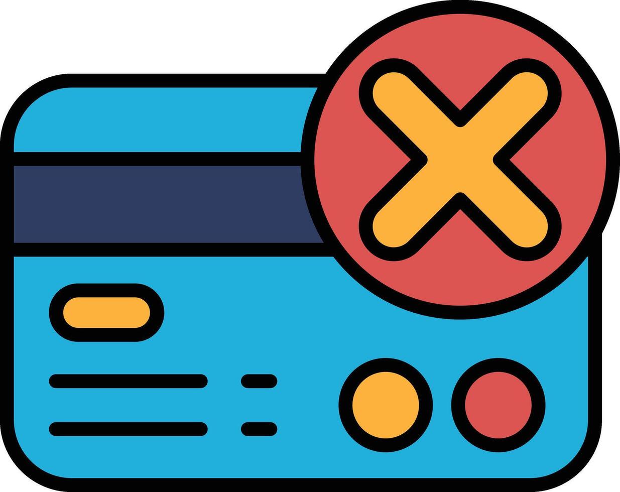 A blue card with a red X on it vector