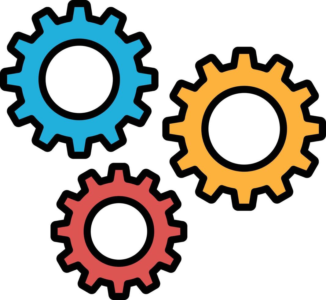 cartoonish drawing of gears in a line style. vector