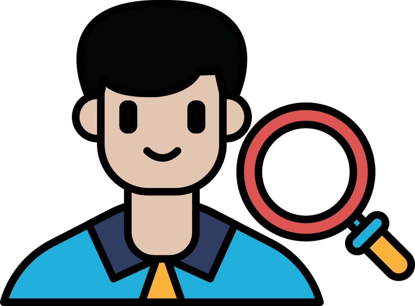 A man with a magnifying glass is smiling vector