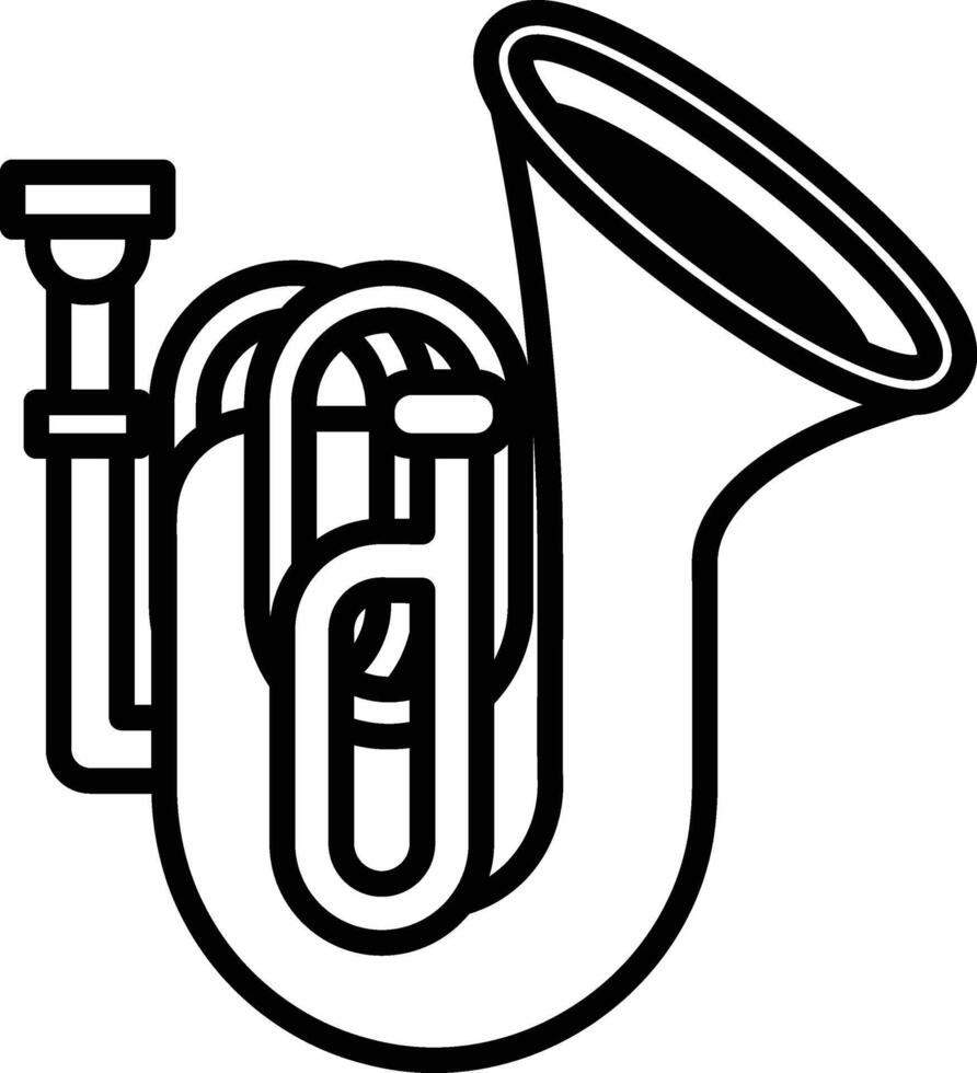 Illustration of a tuba musical instrument in line drawing style. vector