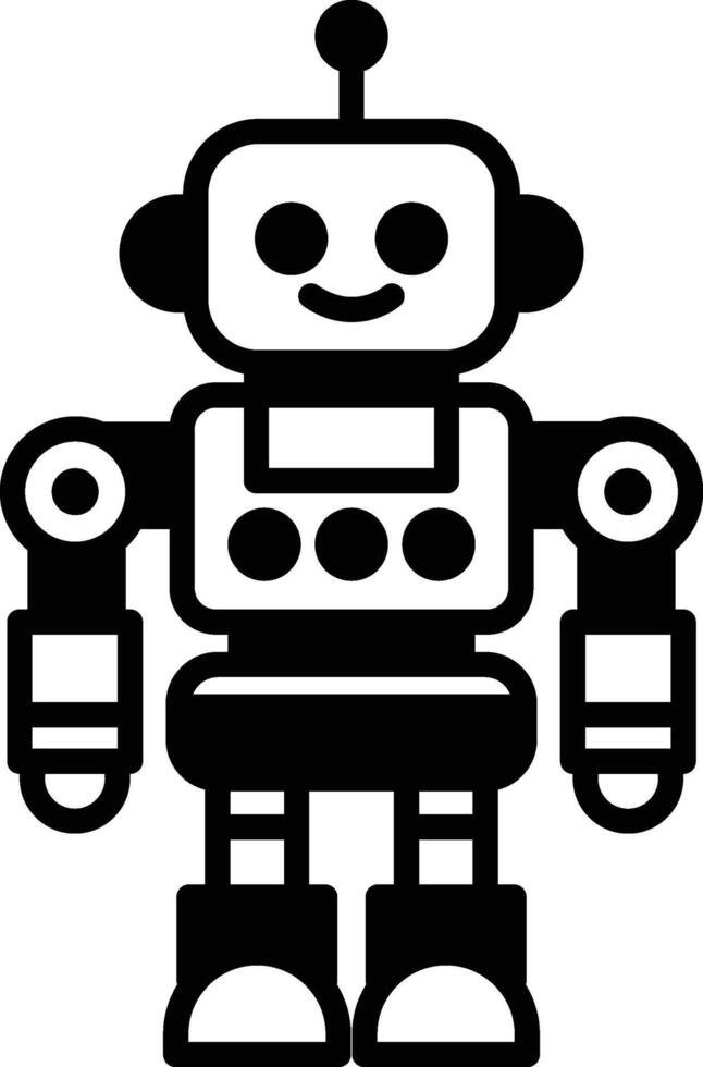 A robot with black and white parts is smiling vector