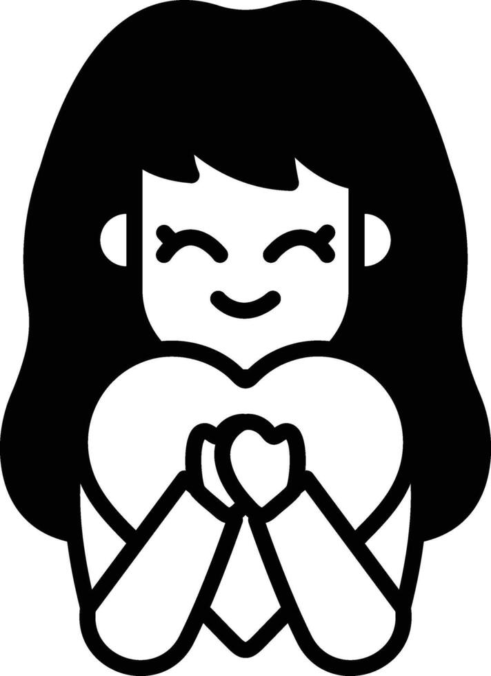 A girl is holding a heart and smiling vector