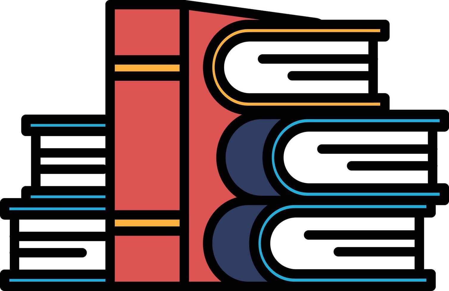 A stack of books with a red book on top vector
