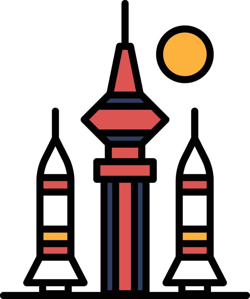 Illustration of a space launch station in line art style. vector