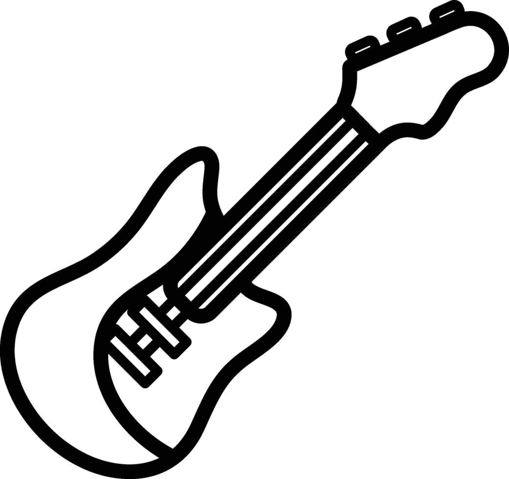 A guitar with a black and white body and a headstock vector