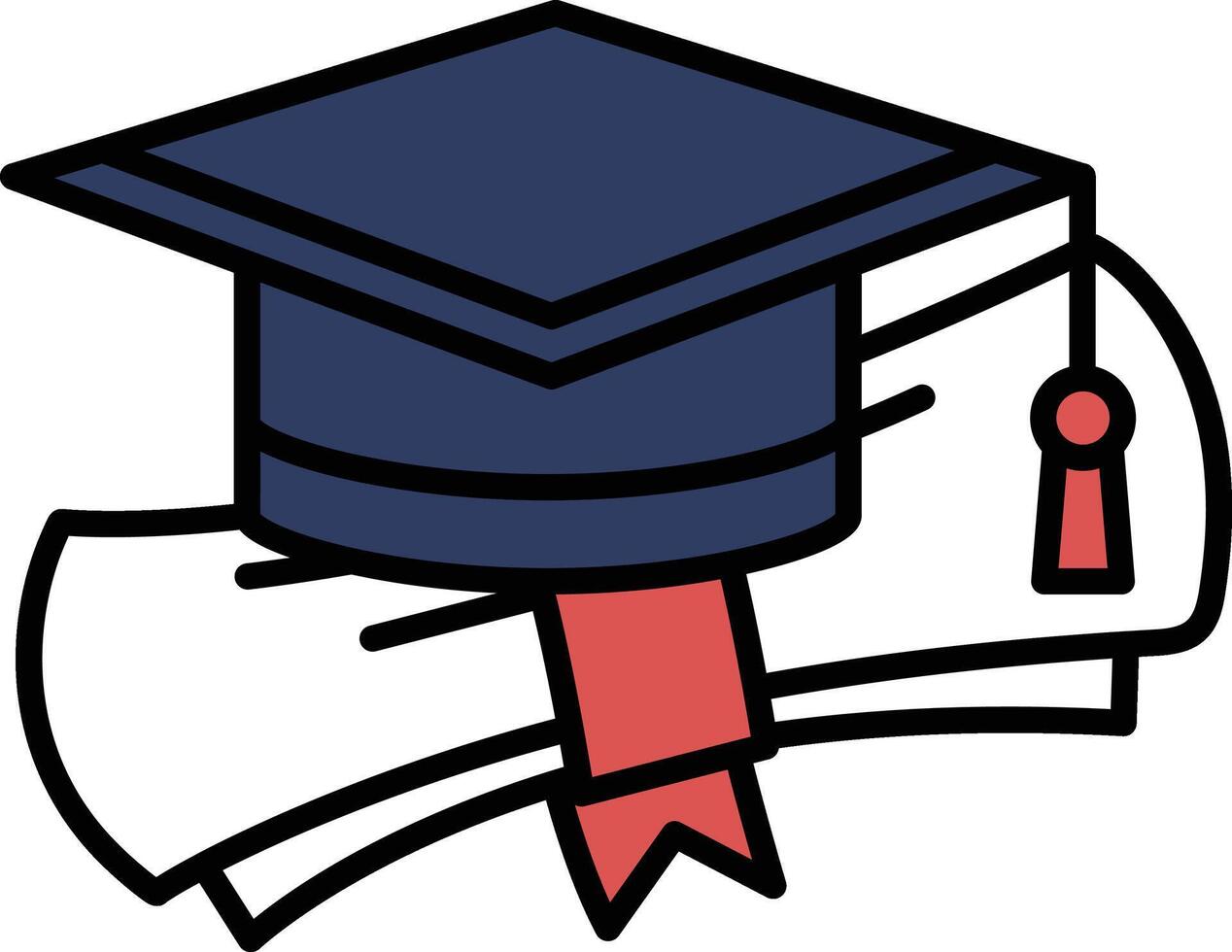 A graduation cap is on top of a diploma vector