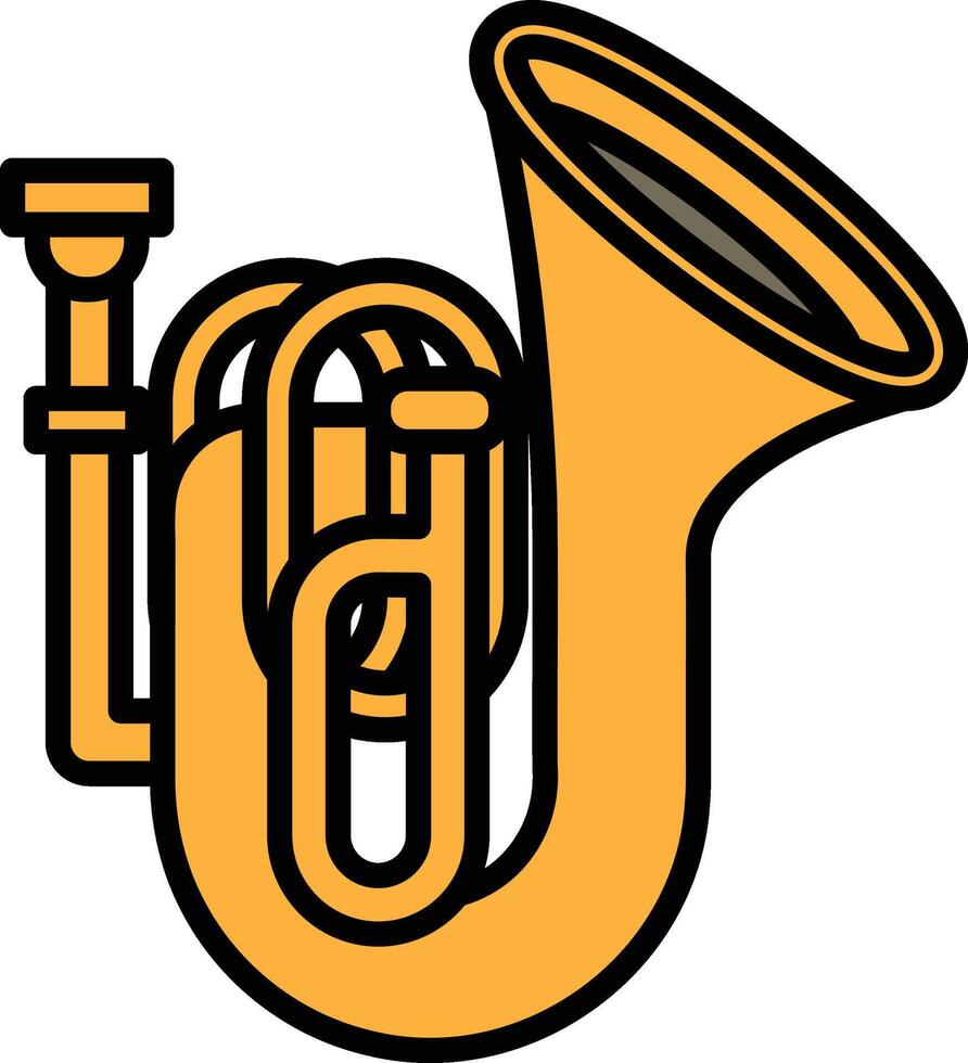 Illustration of a tuba musical instrument in line drawing style. vector