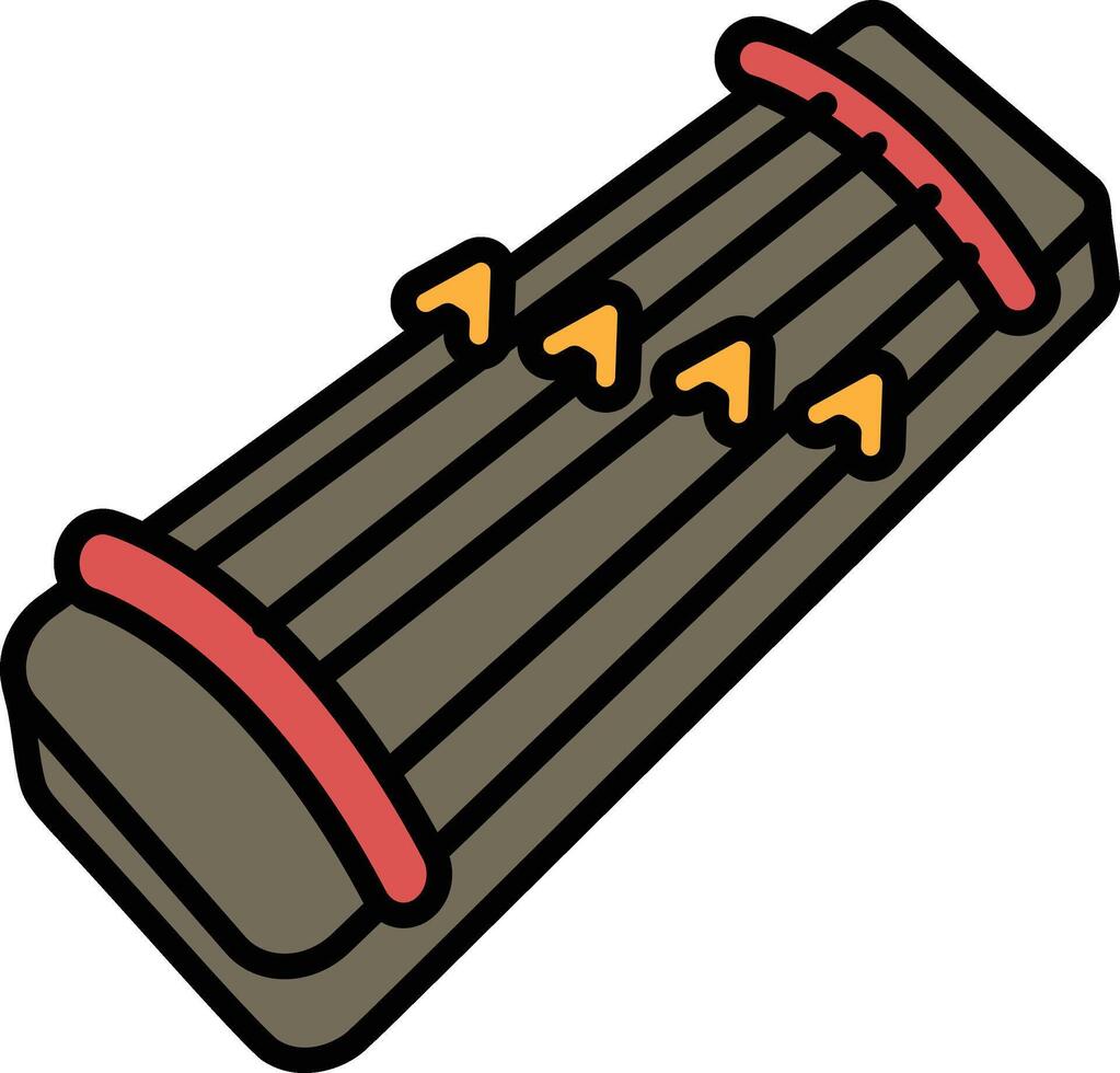 Illustration of a koto in line drawing style. vector