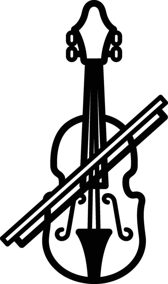 A violin with a black and white bow is shown vector