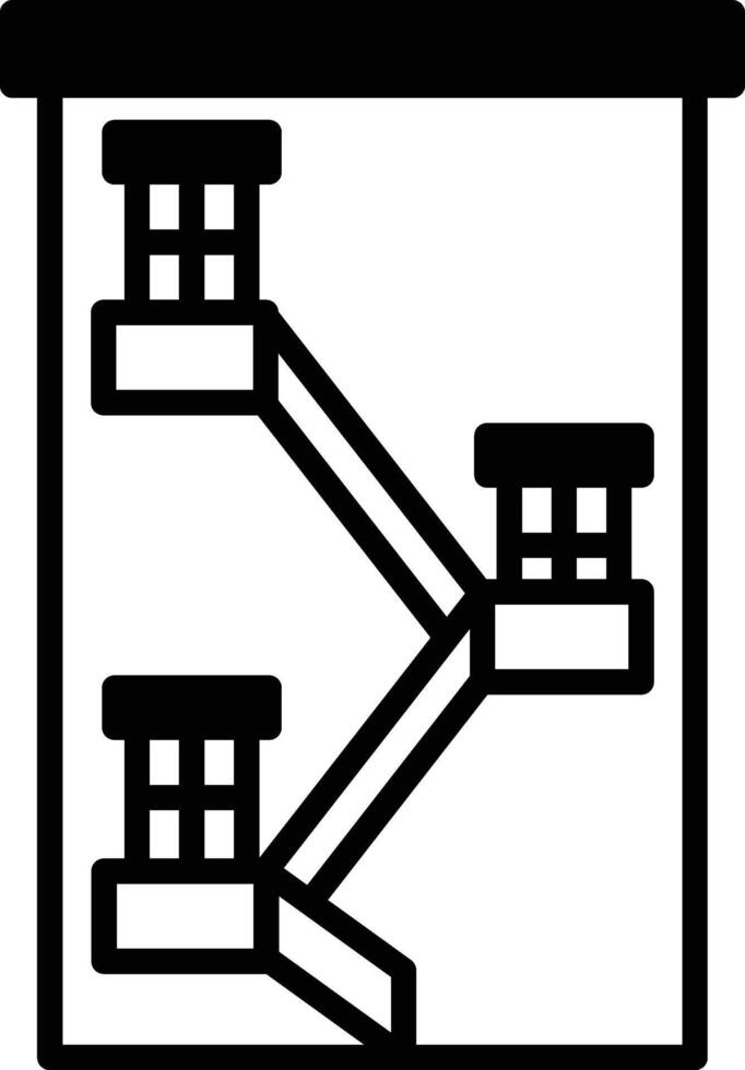 A building with a black and white roof and fire escape vector