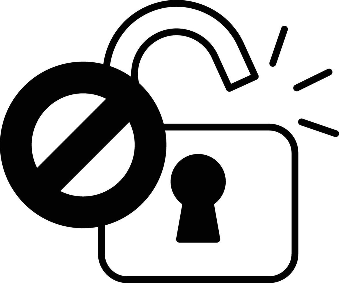 A cartoonish drawing of lock with a no entry sign vector