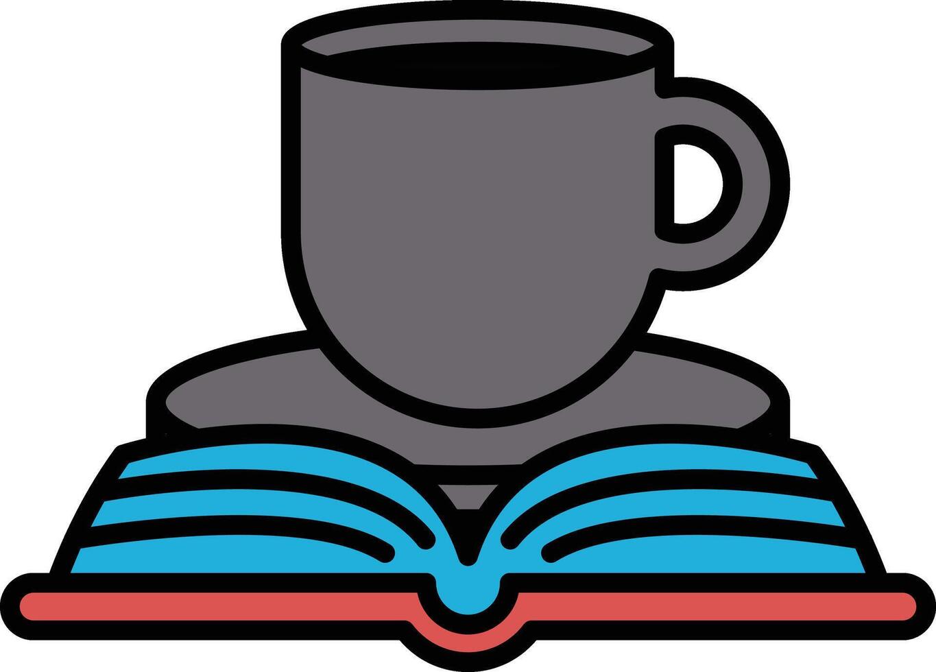 A cup is on top of an open book vector