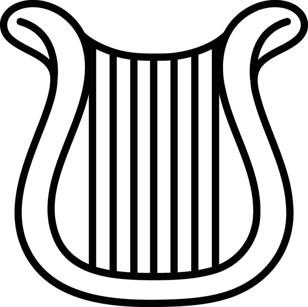 A black and white harp with black strings vector