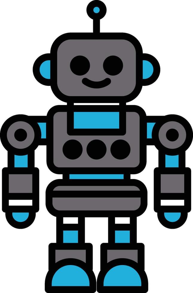 A robot with blue and gray parts is smiling vector