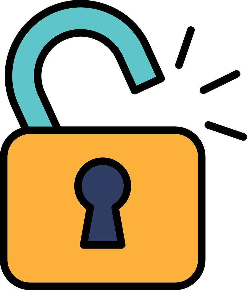 A lock with a keyhole in a line style. vector