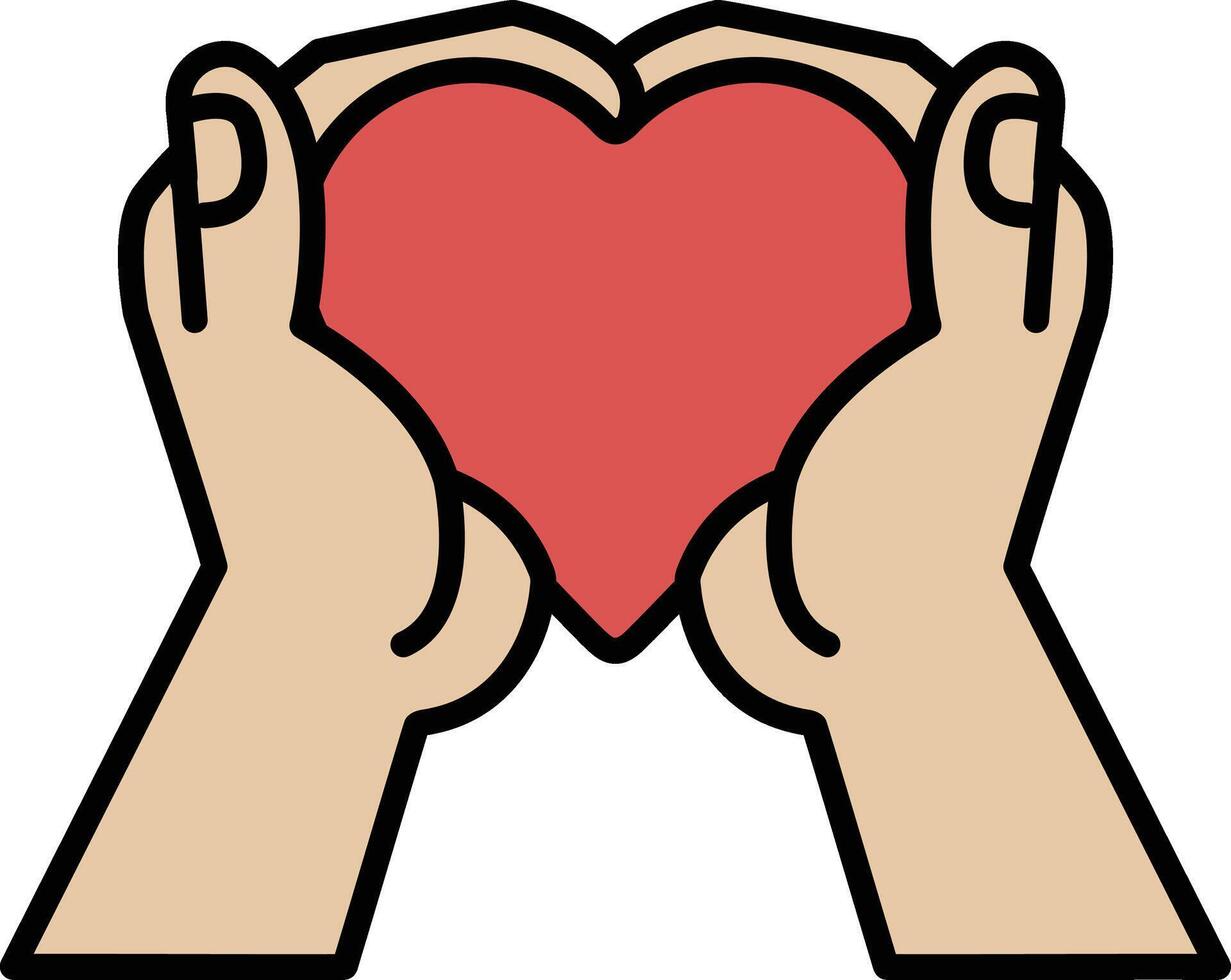 A hand holding a heart vector