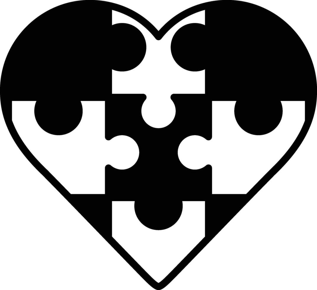 A puzzle heart with pieces in concept of creativity and playfulness vector