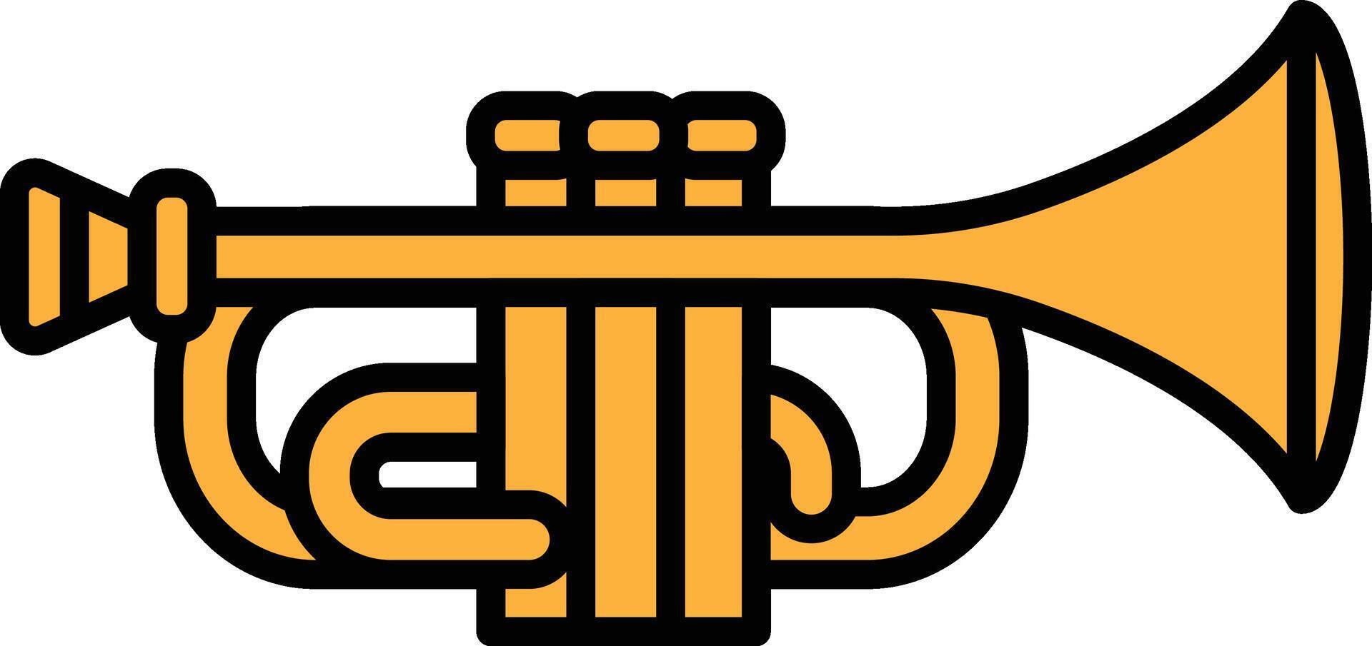 A cartoon drawing of a yellow trumpet vector