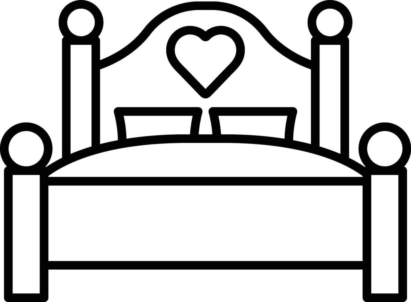 A cartoon bed with a heart on it vector
