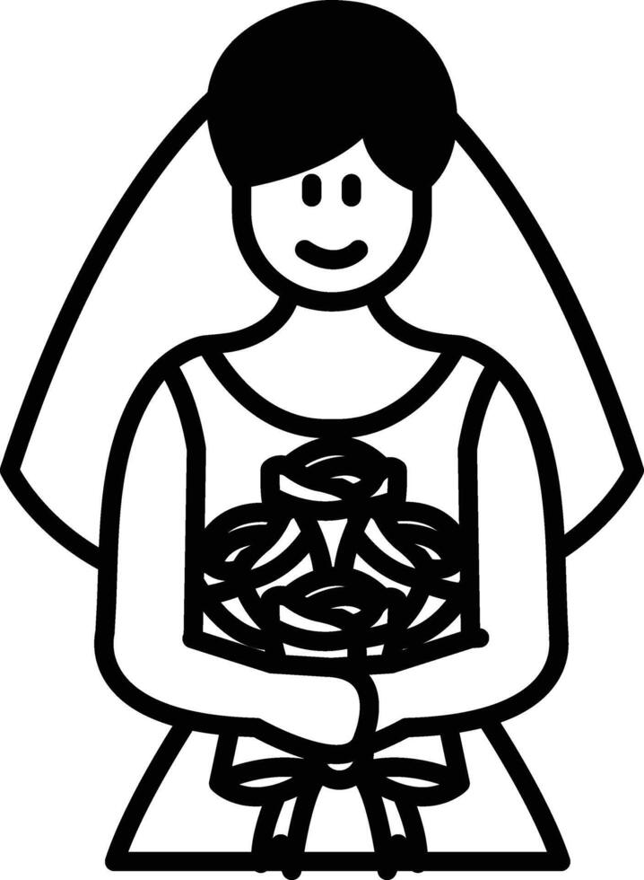 A woman is holding a bouquet of roses vector