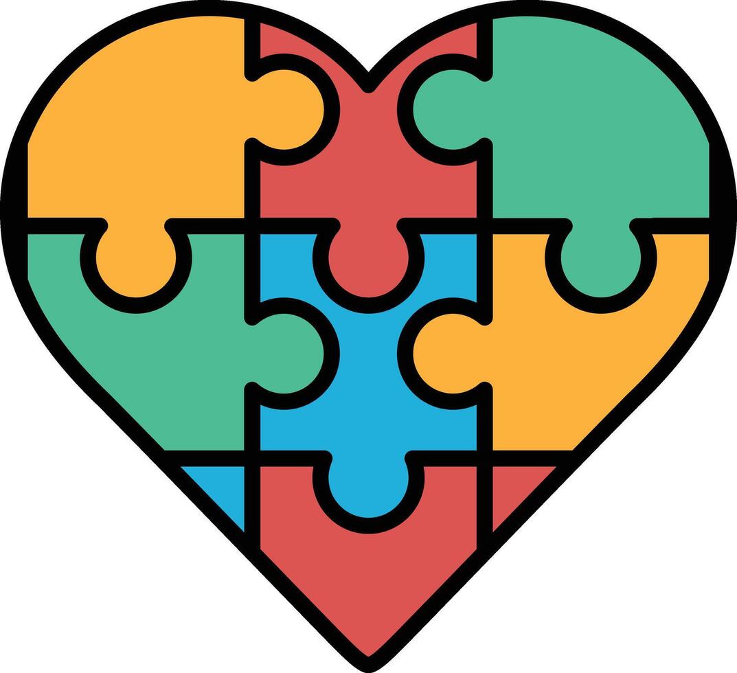 A puzzle heart with pieces in concept of creativity and playfulness vector