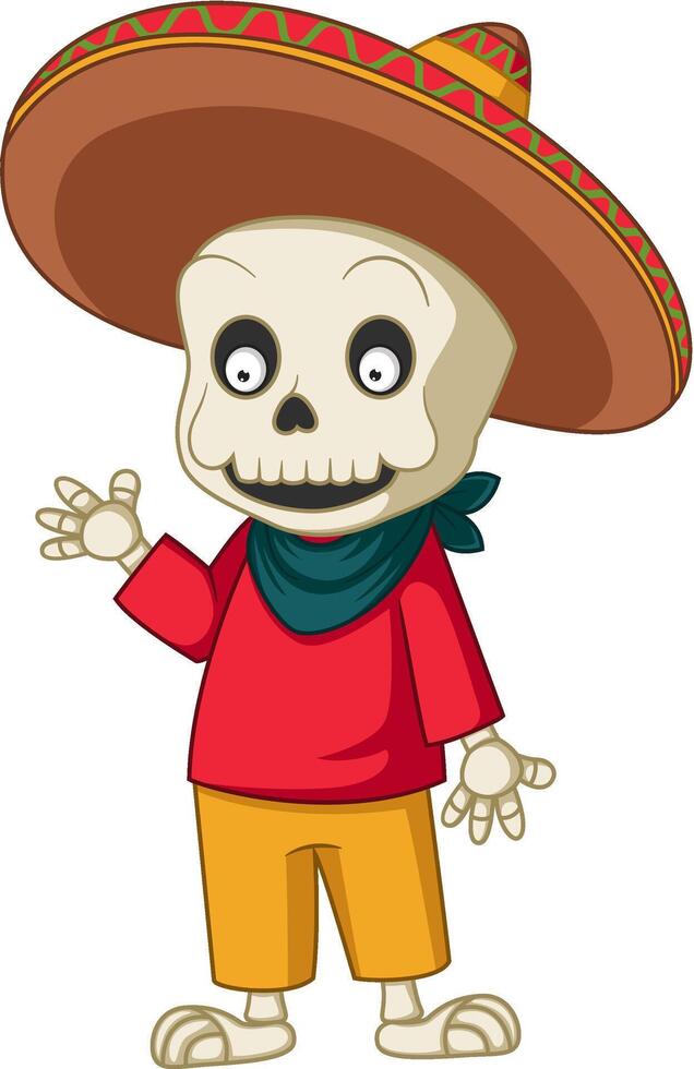 Cartoon Mexican skeleton with good posing vector
