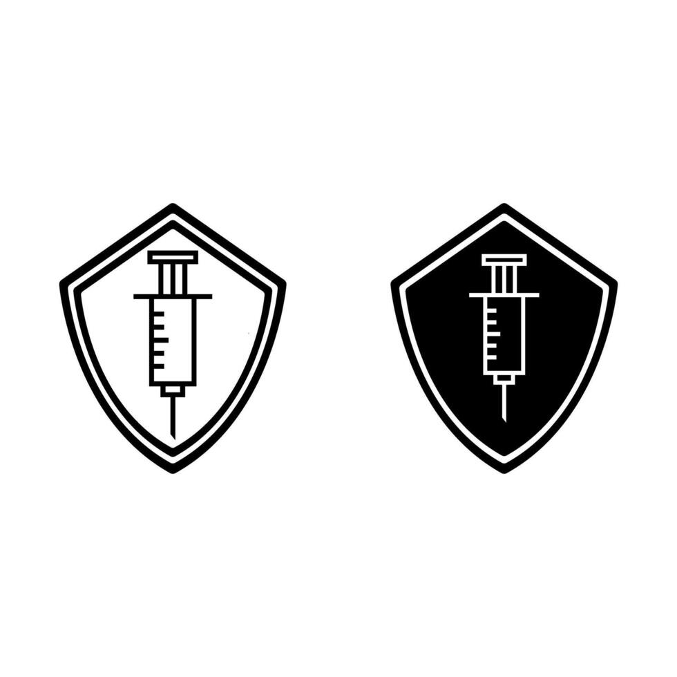 shield with syringe injection icon vector