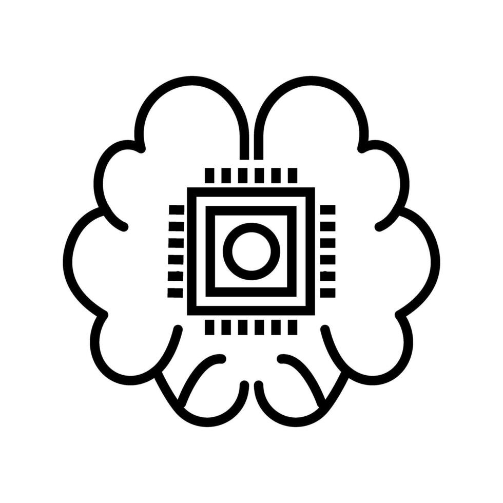 brain with processor chip icon vector
