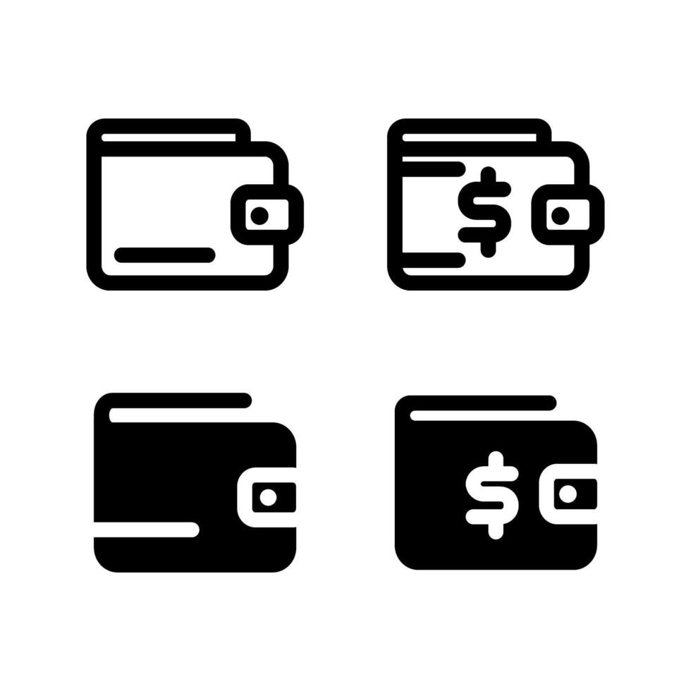 wallet money icon set vector