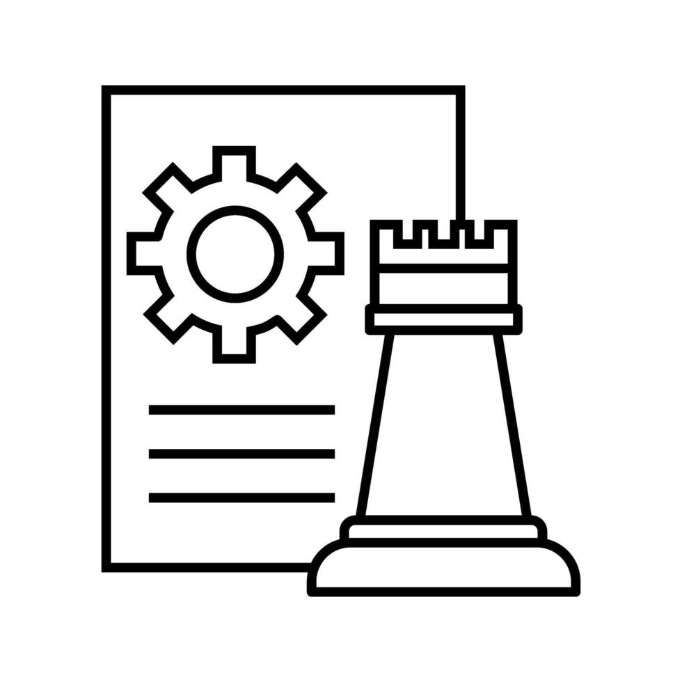 rook chess piece with paper and cogwheel icon vector