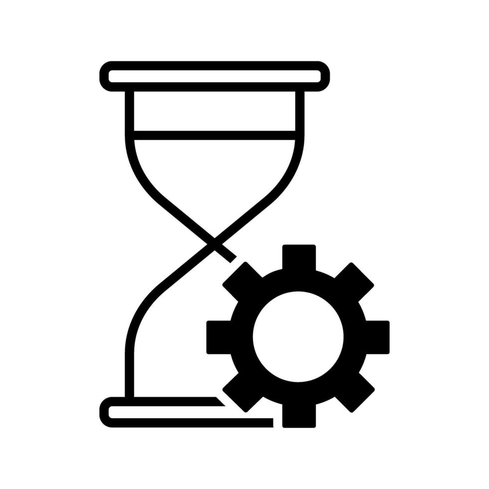 illustration of a hourglass with cogwheel icon vector