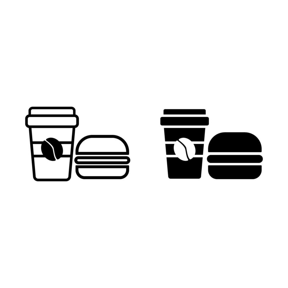 burger with coffee cup icon vector