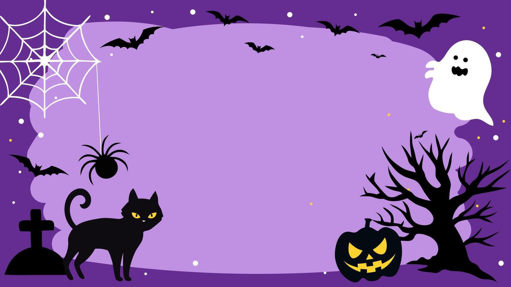 Halloweenthemed purple border wallpaper with pumpkins and bats vector