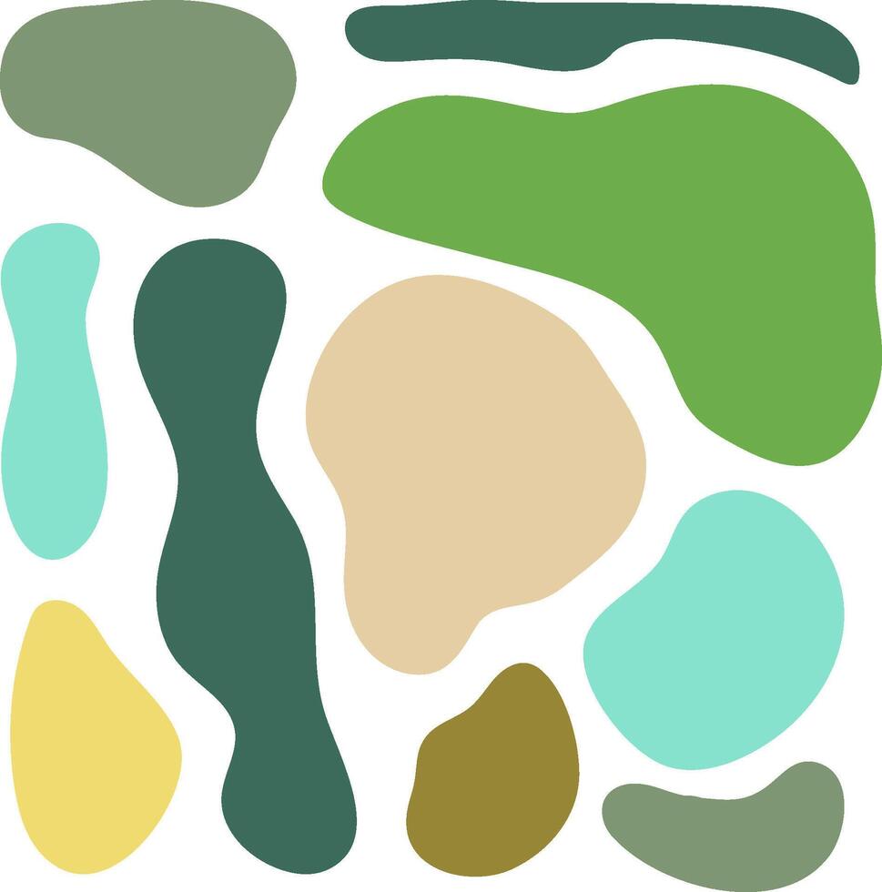Colourful abstract shapes fluid hand drawn organic shapes green vector
