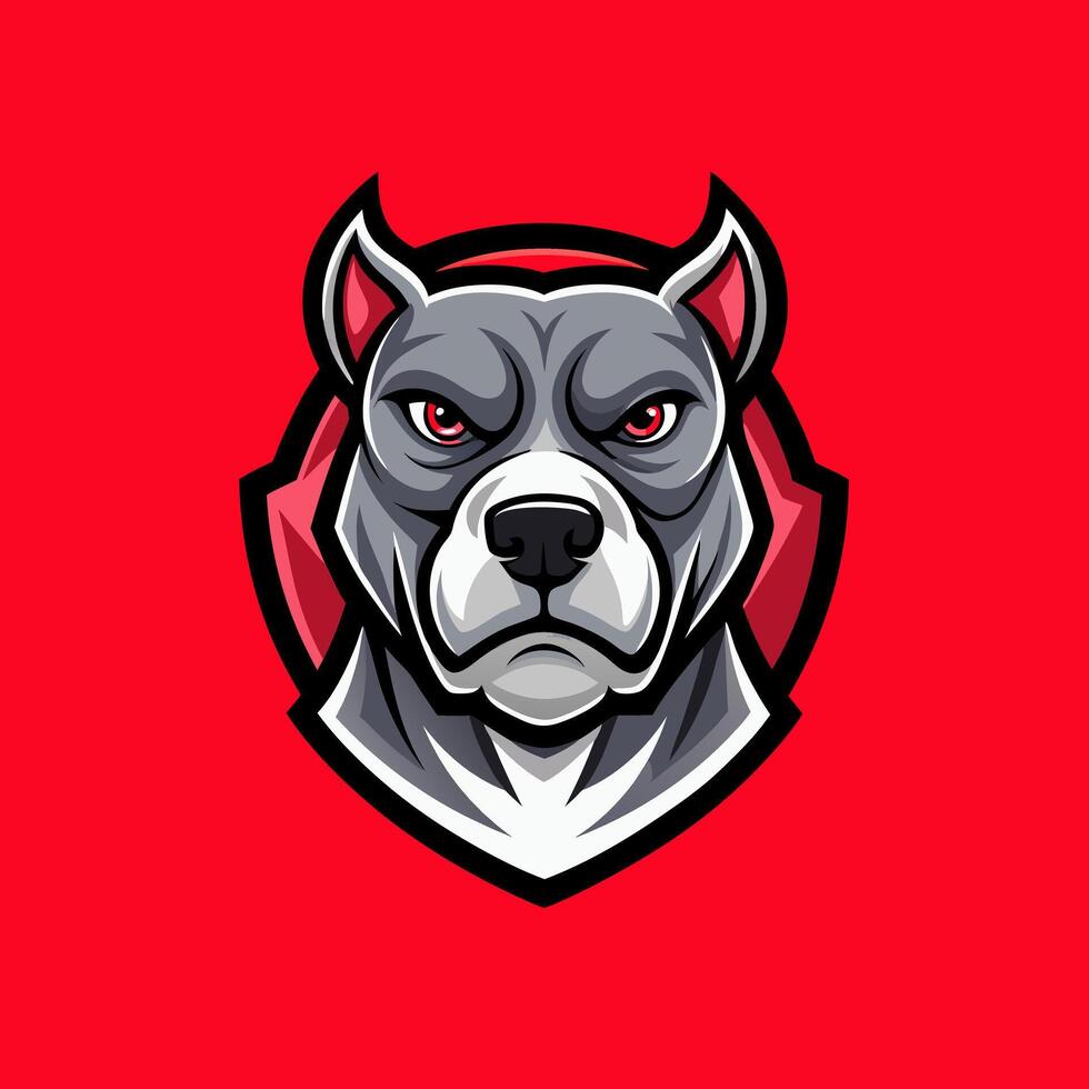 a dog head with red eyes on a red background vector