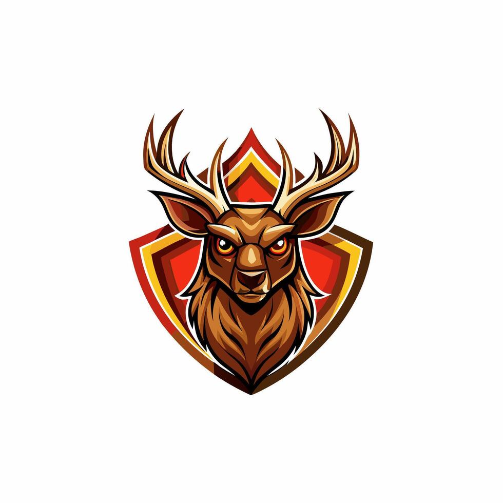a deer head on a shield vector