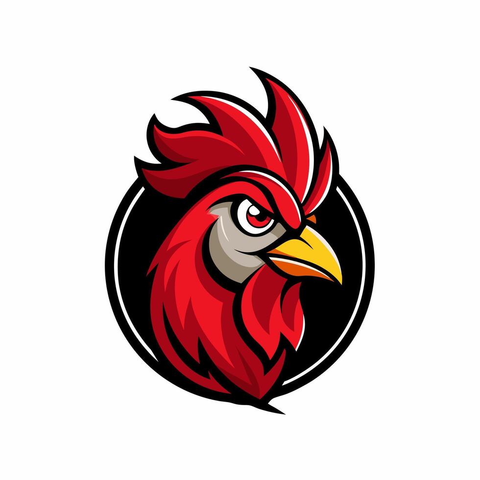 red rooster mascot head on a white background vector