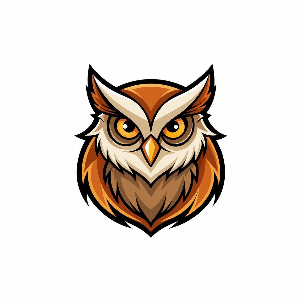 an owl head with big eyes and a big nose vector