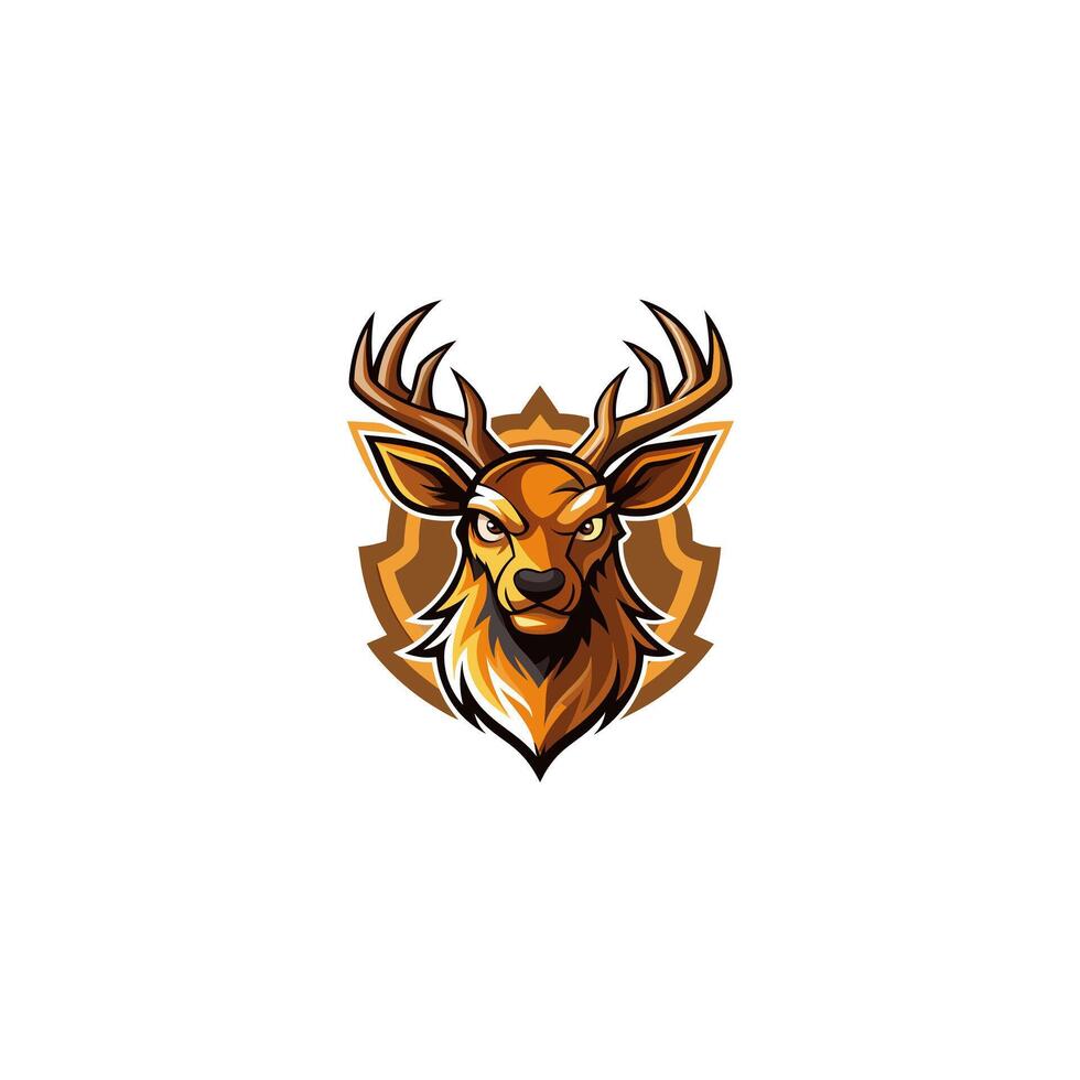a deer head logo with a crown on it vector