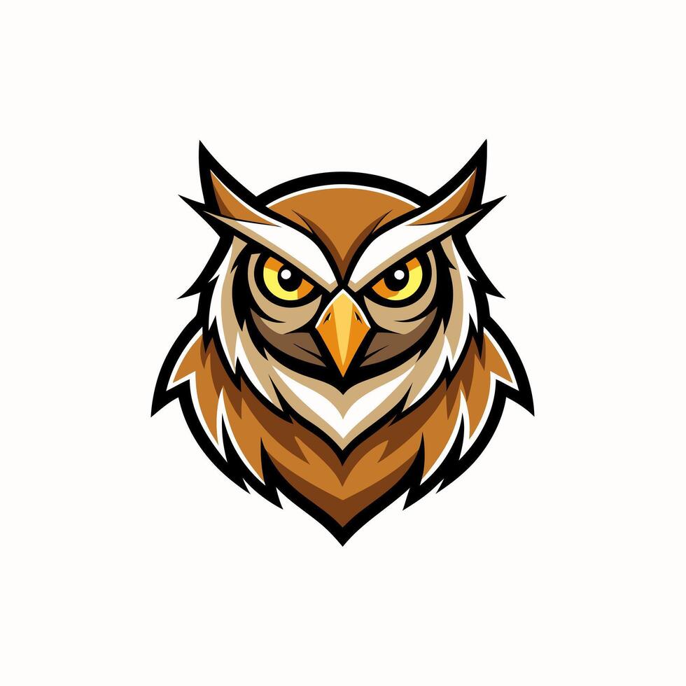 an owl head with a big yellow eye vector