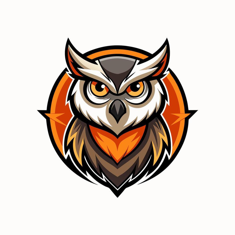 an owl head with orange and black feathers vector