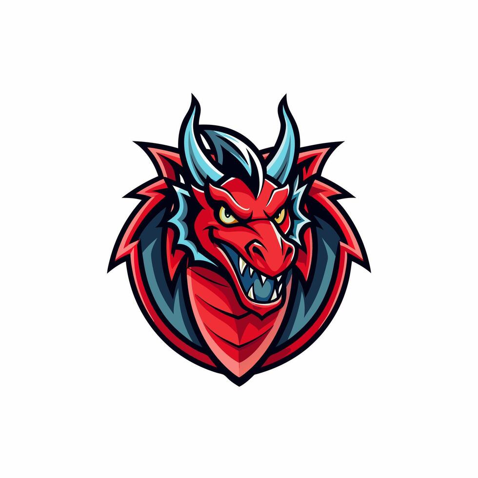 a red dragon head with horns on it vector