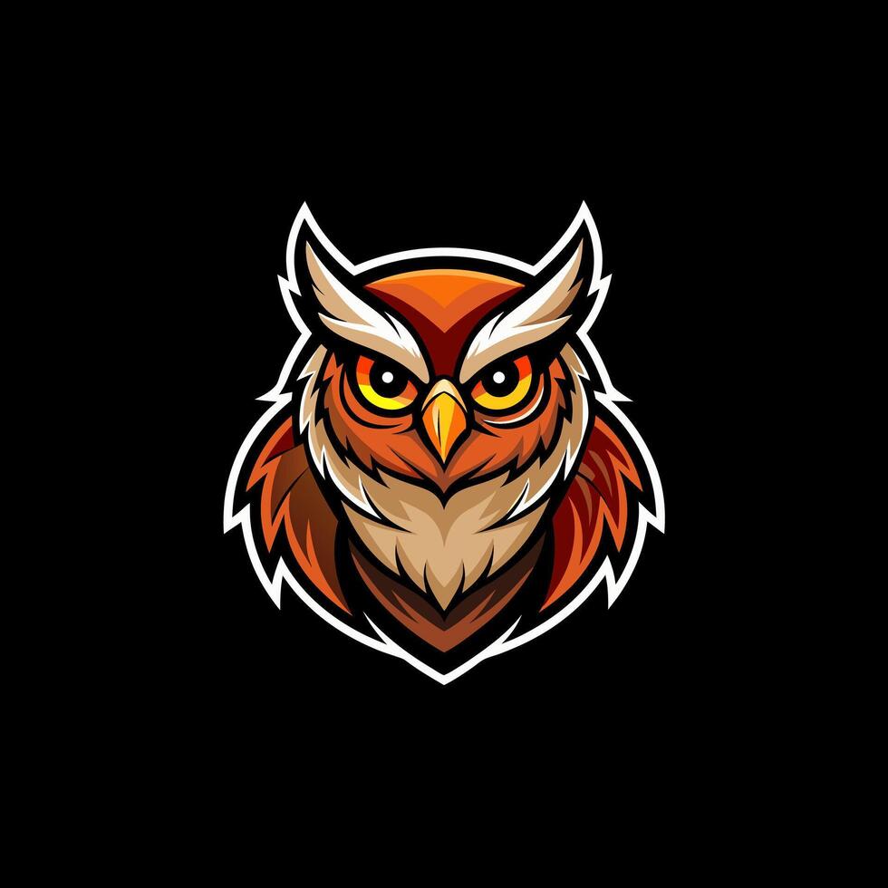 an owl head on a black background vector