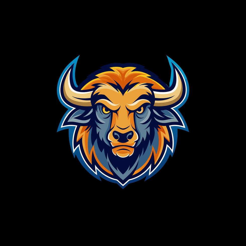 the head of a buffalo is shown on a black background vector