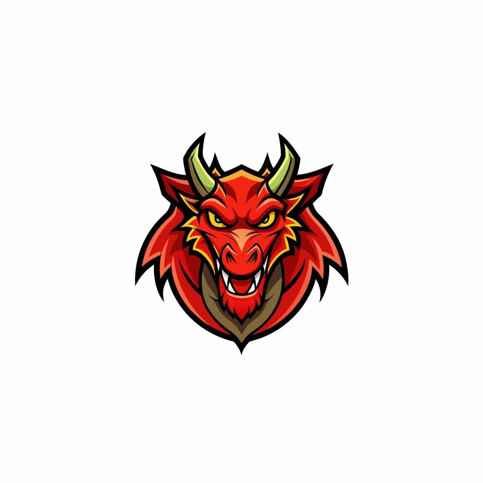 a red dragon head with horns on it vector